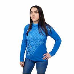 Футболка с полной запечаткой женская, модель с длинным рукавом, материал ложная сетка