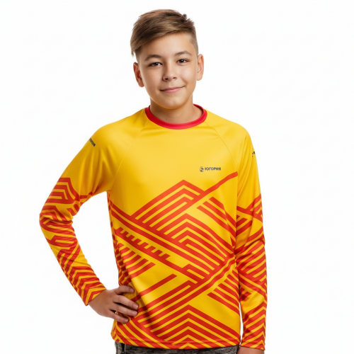 Футболка с полной запечаткой детская, модель с длинным рукавом, материал coolpass