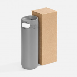 Термостакан X1 с цветной кнопкой, серый с белым