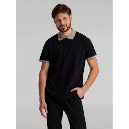 Рубашка поло Prince 190, черная с серым