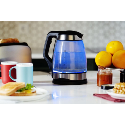 Электрический чайник Lumimore, стеклянный, серебристо-черный