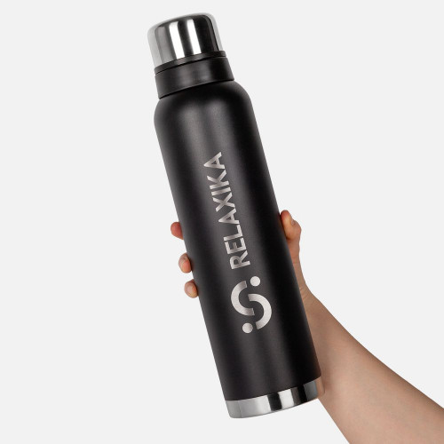 Термос Relaxika 1600 со стикерпаком, черный