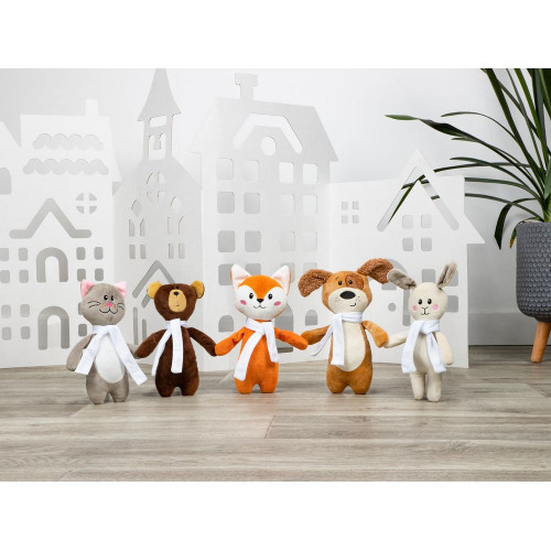 Мягкая игрушка Beastie Toys, собачка с белым шарфом