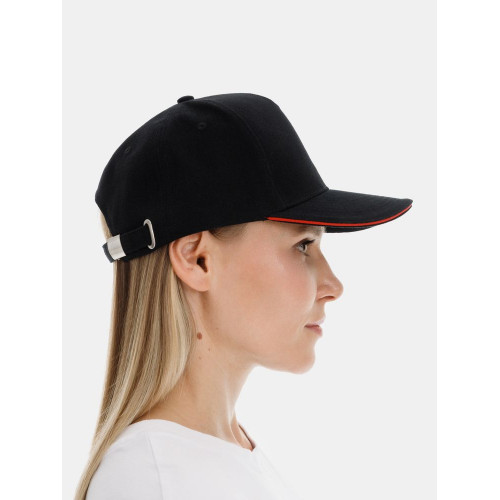 Бейсболка Classic 2.0, черная с красным кантом